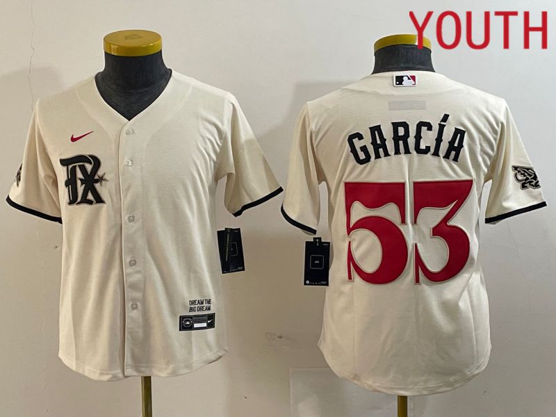 Youth Texas Rangers #53 Garcia Cream City Edition 2024 Nike Game MLB Jersey style 1
